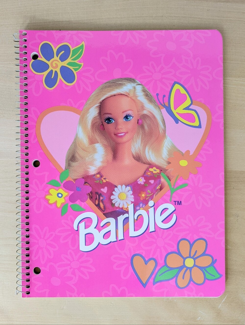1993 Barbie pink wire bound lined notebook Vintage 90s